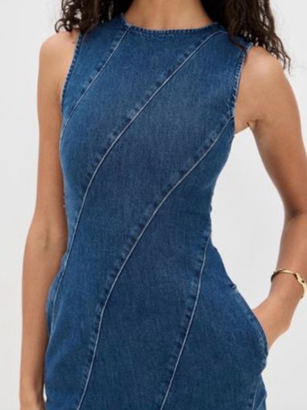 Aligne Raven - Anthropologie - Sleeveless Denim Midi Dress - Dark Blue - NWT - Picture 4 of 14